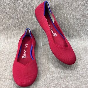Rothy's Ballet Flat Shoes Red Knit Comfort Women's Size 7.5